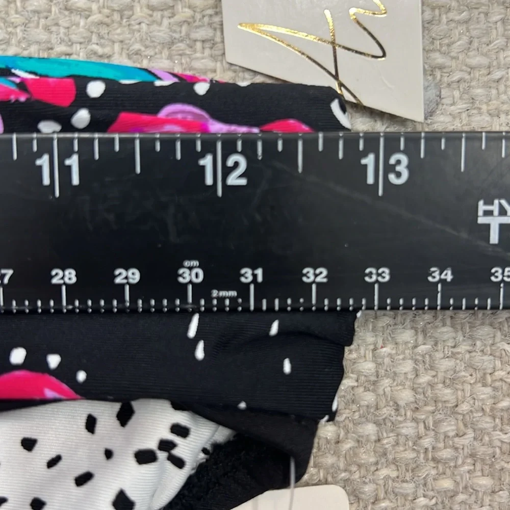 Anne Cole Floral Polka Dot‎ Black Pink Halter Top Two Piece Bikini Set Size XS